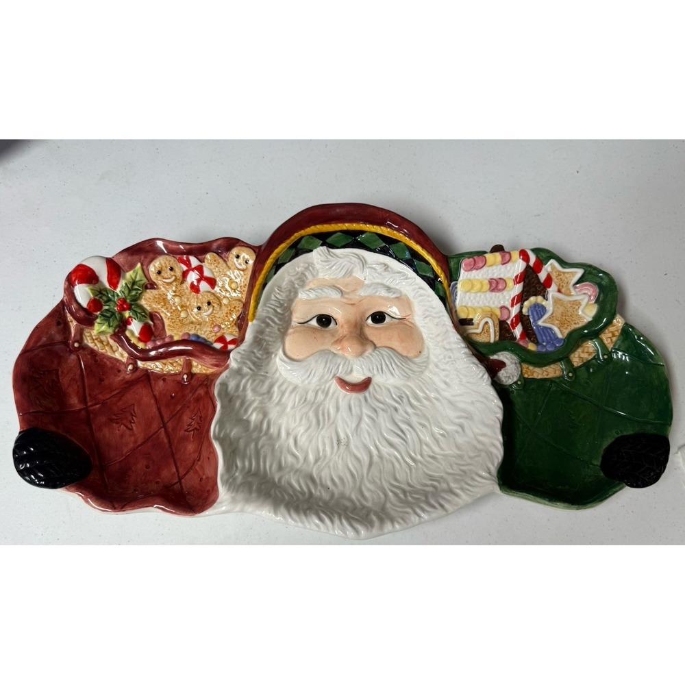 VINTAGE FITZ AND FLOYD OLD FASHIONED CHRISTMAS 3 SECTION SERVER LOOKS NEW